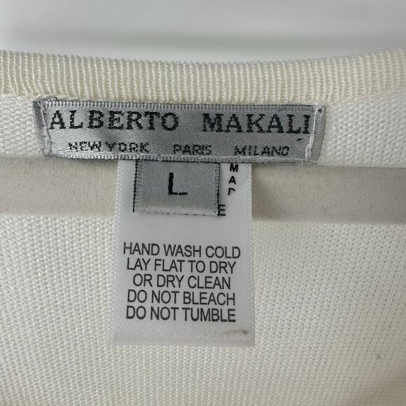 Alberto Makali Ivory Knit Peplum Sweater Top Size L - Picture 6 of 7